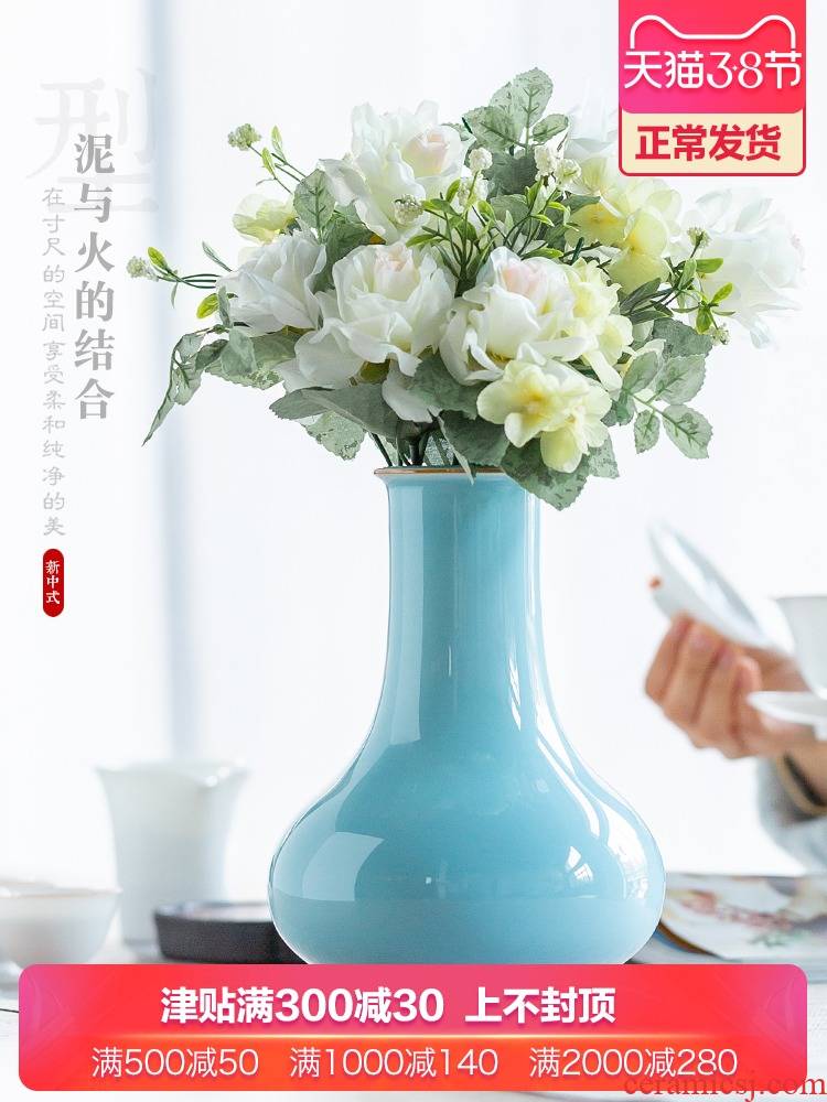 Jingdezhen ceramics creative modern shadow blue glaze sitting room put dry vase of new Chinese style household soft adornment is placed