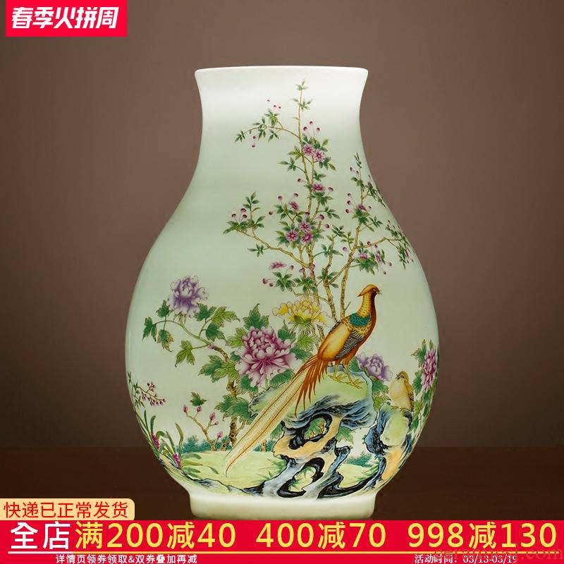Jingdezhen ceramics wide expressions using lucky bamboo vase dry flower arranging rich ancient frame sitting room adornment of Chinese style household furnishing articles