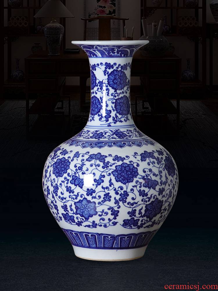 Jingdezhen ceramic blue and white porcelain vase furnishing articles sitting room flower arranging flower implement new Chinese style household adornment porcelain vases