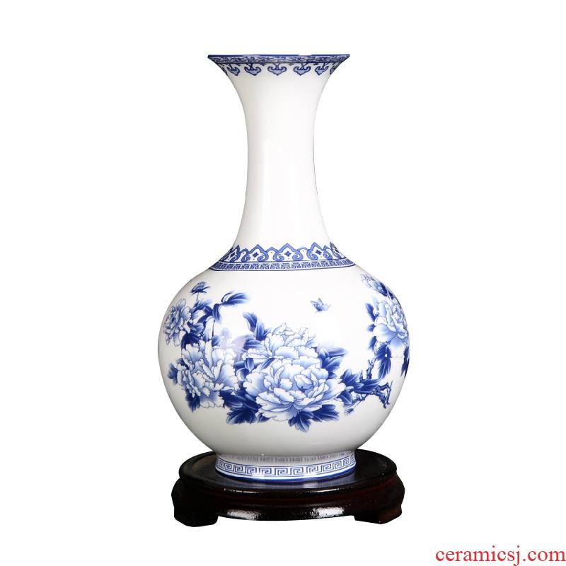 Small design blue and white porcelain vase peony flowers prosperous household act the role ofing is tasted furnishing articles ceramic craft gift