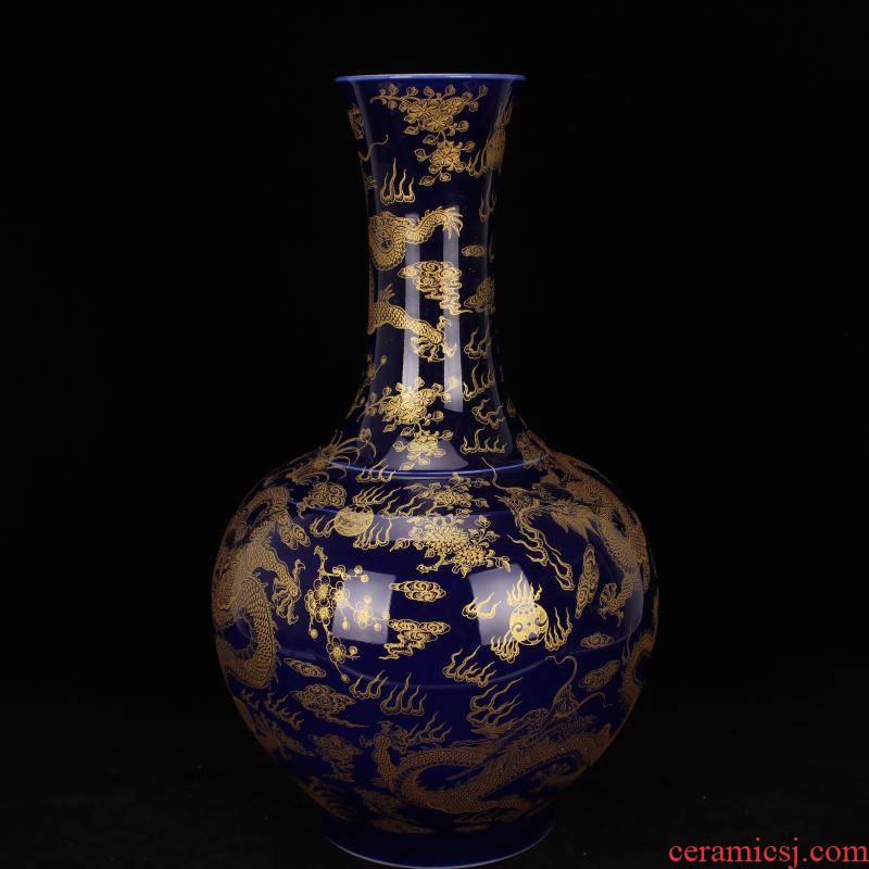 Archaize of jingdezhen porcelain kangxi sharply blue glaze glaze offering YunLongWen name plum bottle bottle inside Chinese style household furnishing articles