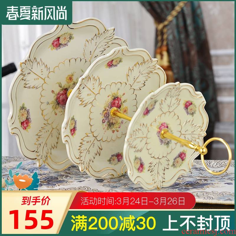 Ceramic fruit bowl three the layers of dim sum dish cake dish tray dried fruit tray was creative European modern fashion candy dishes
