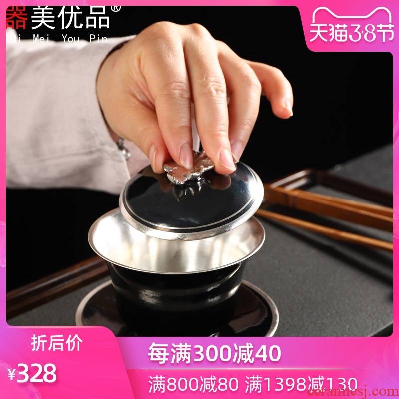 Implement the best tea 999 sterling silver mine loader silver tureen ceramic bowl tea kungfu tea set maple leaf tureen