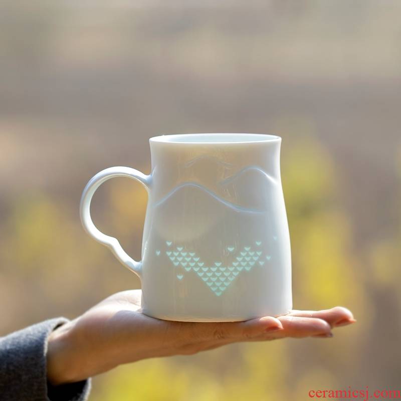 Landscape dapeng linglong cup of jingdezhen ceramic keller with creative cup female male large cups