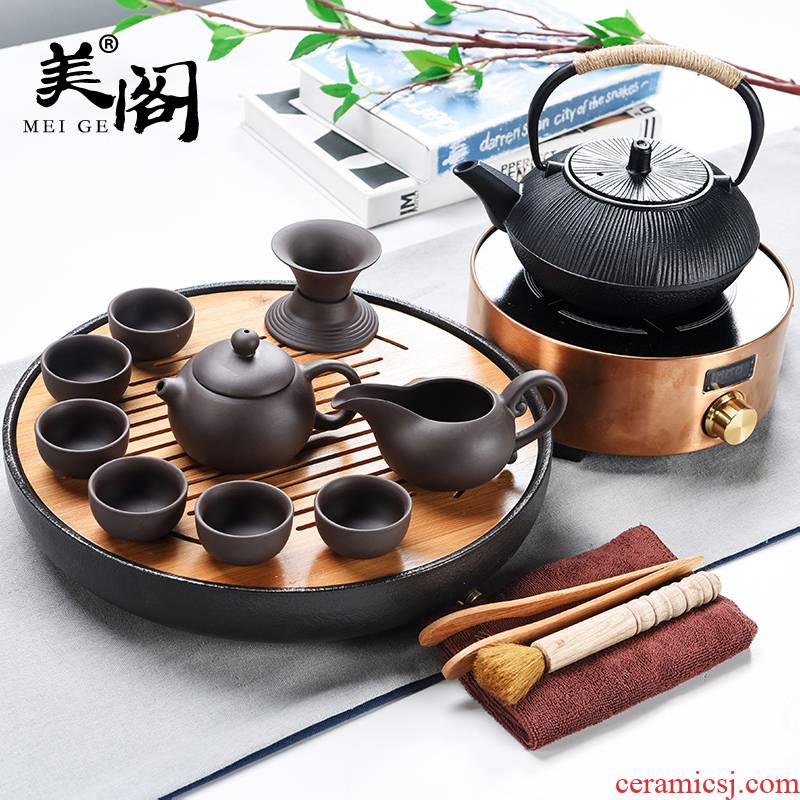 Beauty cabinet household contracted Japanese kung fu tea set group, a small office your up ceramic dry tea mercifully tea tray tea table