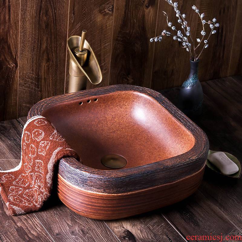 The stage basin of jingdezhen ceramic sink square Chinese style restoring ancient ways of creative art hotel toilet washs a face plate