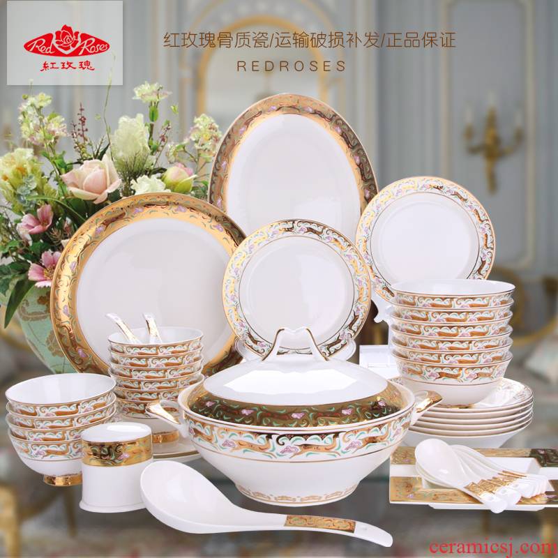 Tang Shanhong rose lead - free ipads China tableware ceramic dish plate combination of Europe type style suits for the Mid - Autumn festival