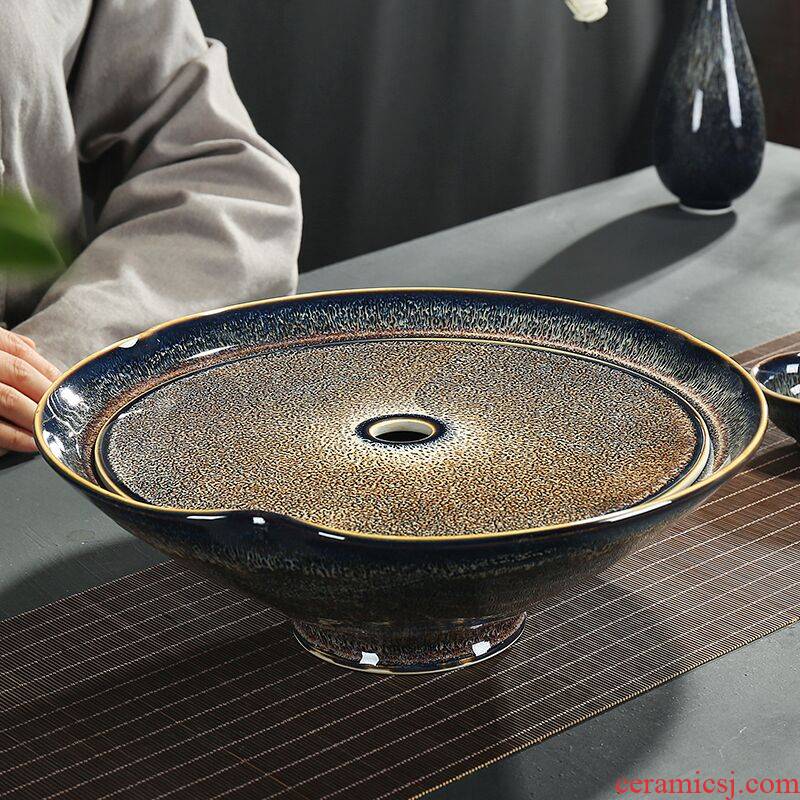 Dry red glaze glaze tea tray household ceramics tea kung fu tea set large tea sets of Japanese sea water type tea tray