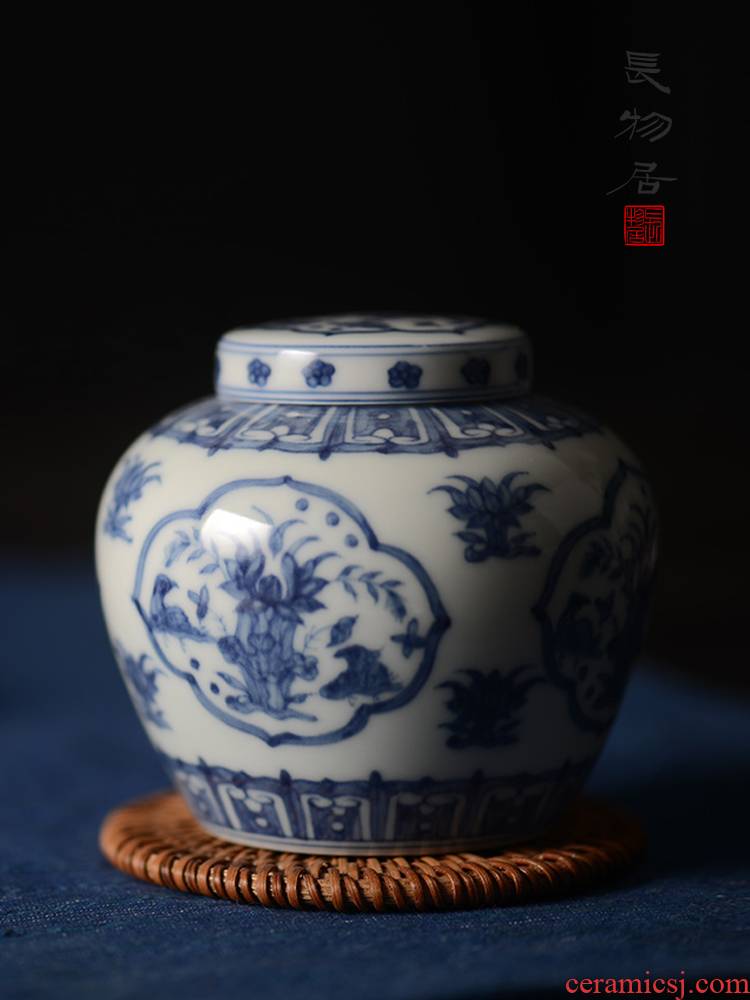 Offered home - cooked in hand - made doucai day word jar of jingdezhen manual thin foetus ceramic tea set tea caddy fixings storehouse
