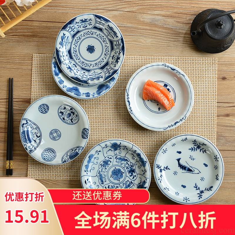 Three creative ceramic glaze color snack plate under Japanese 6 inches of ipads plate household utensils round dish dish dish ipads plate