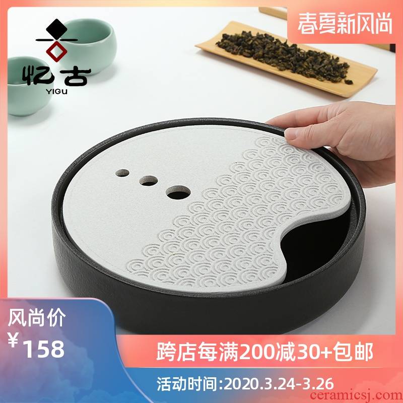 Have the small round tray ceramic home ground tea sea contracted kung fu tea water dry plate of small tea table