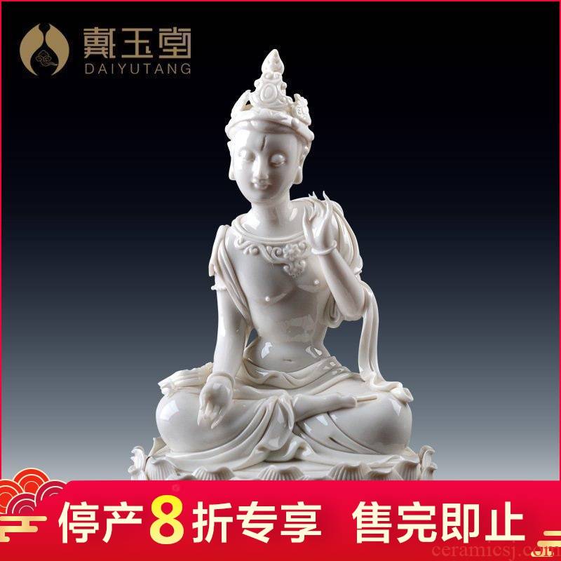Dehua white porcelain porcelain carving handicraft production is pulled from the shelves 】 【 ROM statute of a bodhisattva