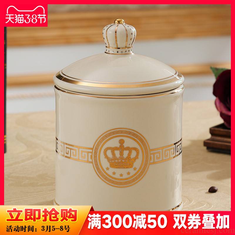 European creative storage tank candy jar moistureproof ceramic snack receive a can of home furnishing articles