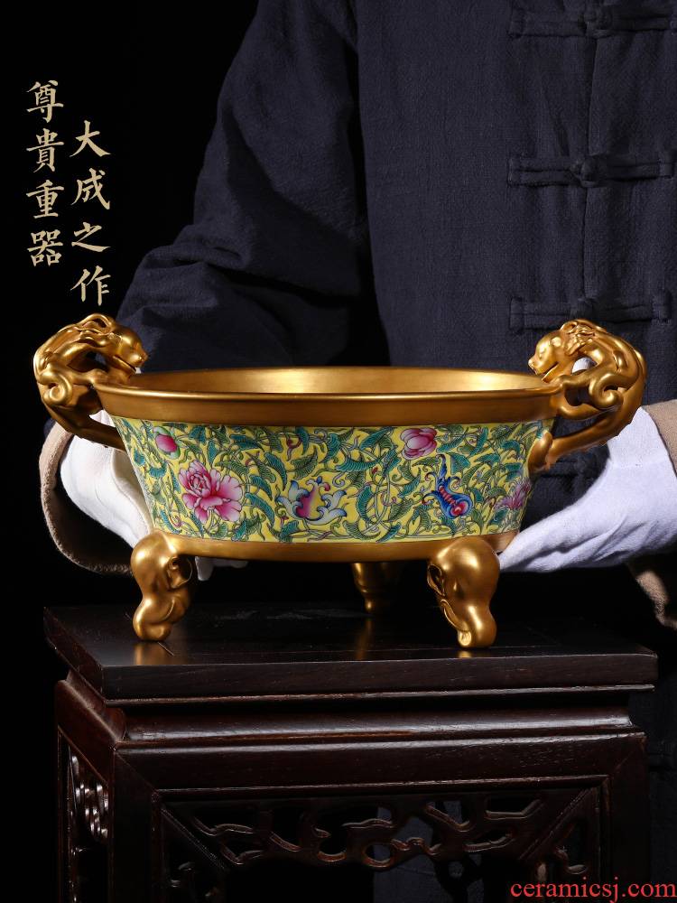 Jia lage jingdezhen ceramic furnishing articles YangShiQi hand - made to plated with gold yellow cornucopia of feng shui furnishing articles at home