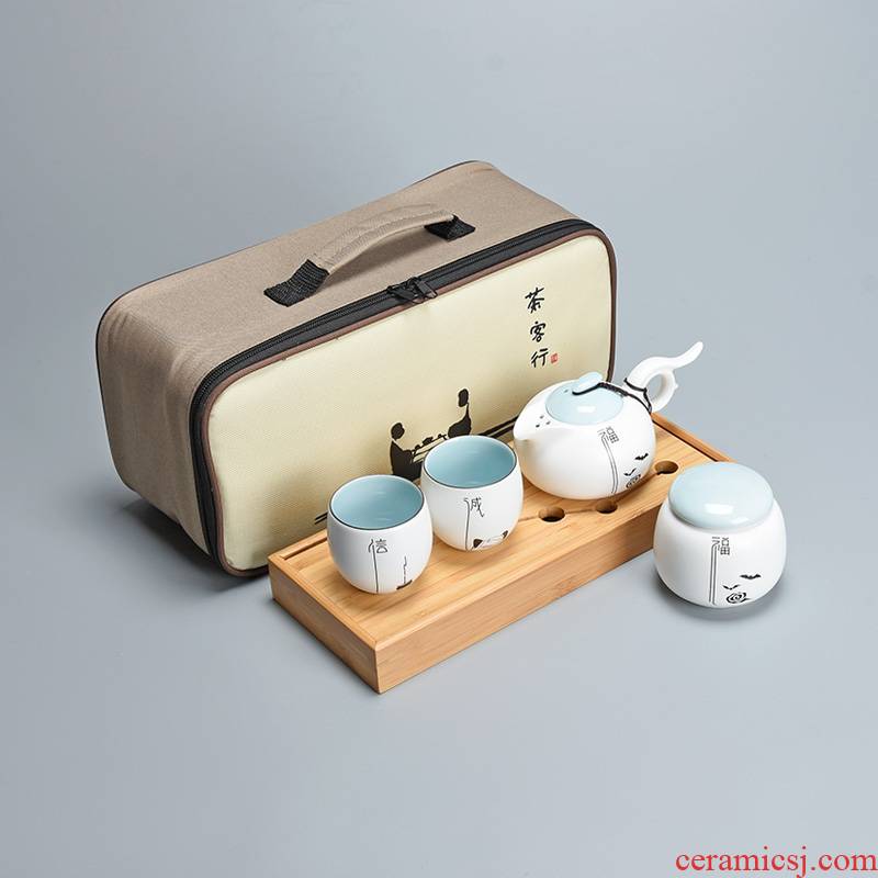 Jun ware travel zen tea suit portable package 2 a pot of two cups of is suing travel ceramic kung fu tea