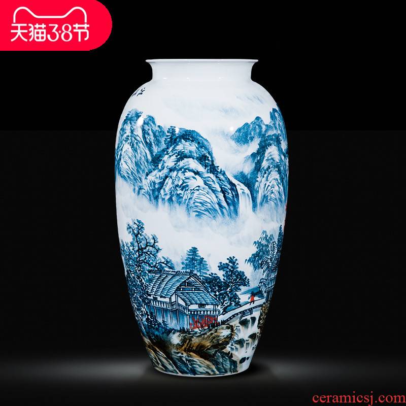 Jingdezhen ceramic celebrity master hand draw more than jiangshan jiao large vase home decoration villa hotel furnishing articles