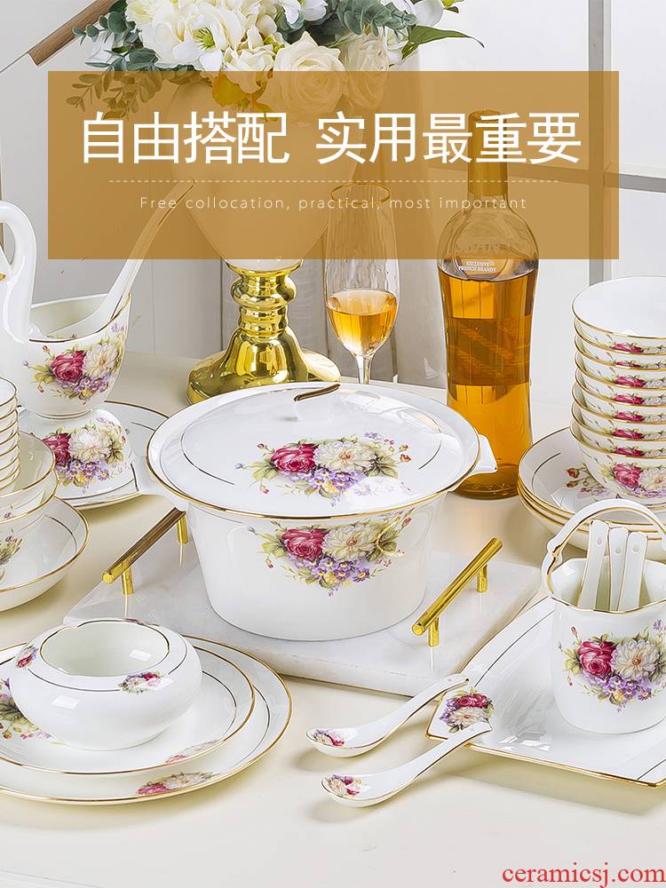 The dishes suit ipads China dinner set to use European contracted jingdezhen ceramics tableware plate household item DIY