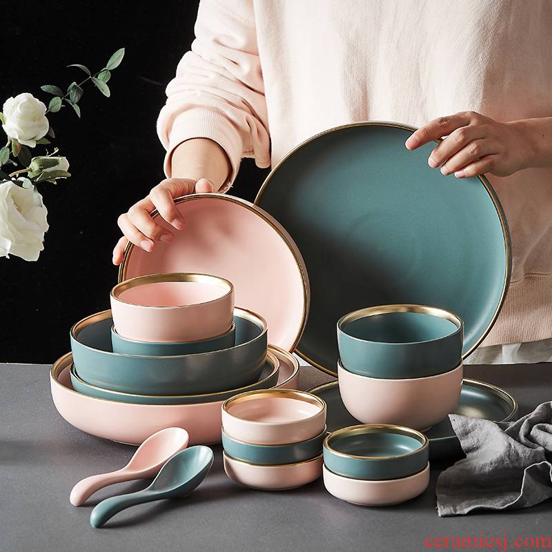 Light much tableware Nordic home dishes sets up phnom penh dishes combination tableware ceramics creative web celebrity couples plate