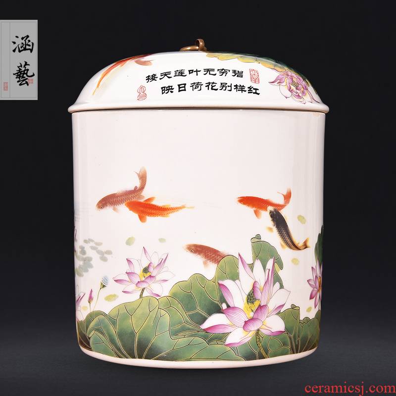 Jingdezhen ceramic tea pot every year more than bread puer tea tea cylinder storage jar sealed as cans of household