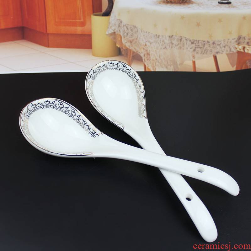 People 's livelihood ceramics tableware swan lake big gold and silver spoon edge two spoon porridge spoon bending spoons hold a spoon