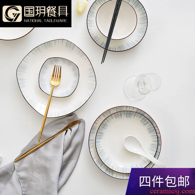 Tangshan glair 0 home plate small pure and fresh and the Nordic ceramic plate plate creativity tableware fish dishes