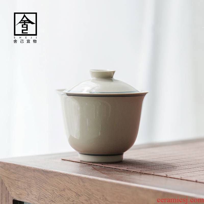 Jingdezhen what earth bowl is pure manual only three tureen tea cup single GaiWanCha ceramic kunfu tea