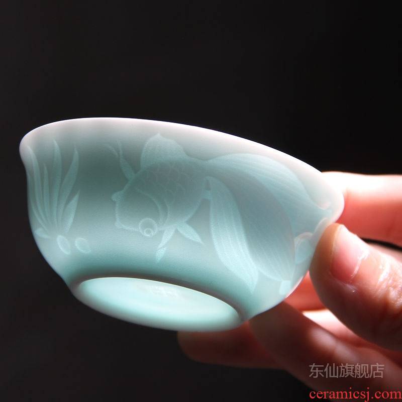 Buy enhance 【 a 】 longquan celadon shadow blue master kung fu tea cup personal cup ceramic cup tea cup