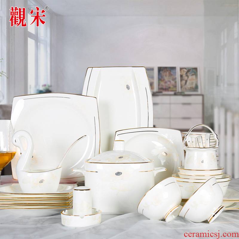 The View of song View of song dynasty jingdezhen gold edge paint edge European - style ipads China modern household ceramics tableware suit