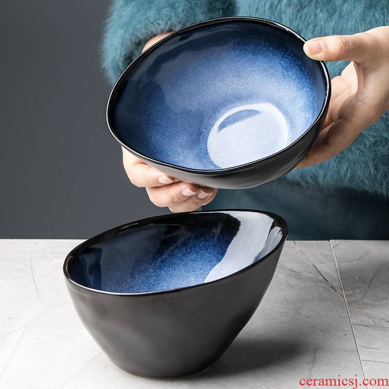 This household ceramics creative special - shaped ceramic bowl move hot pot dishes snacks rainbow such use bevel cold dish bowl of European dishes