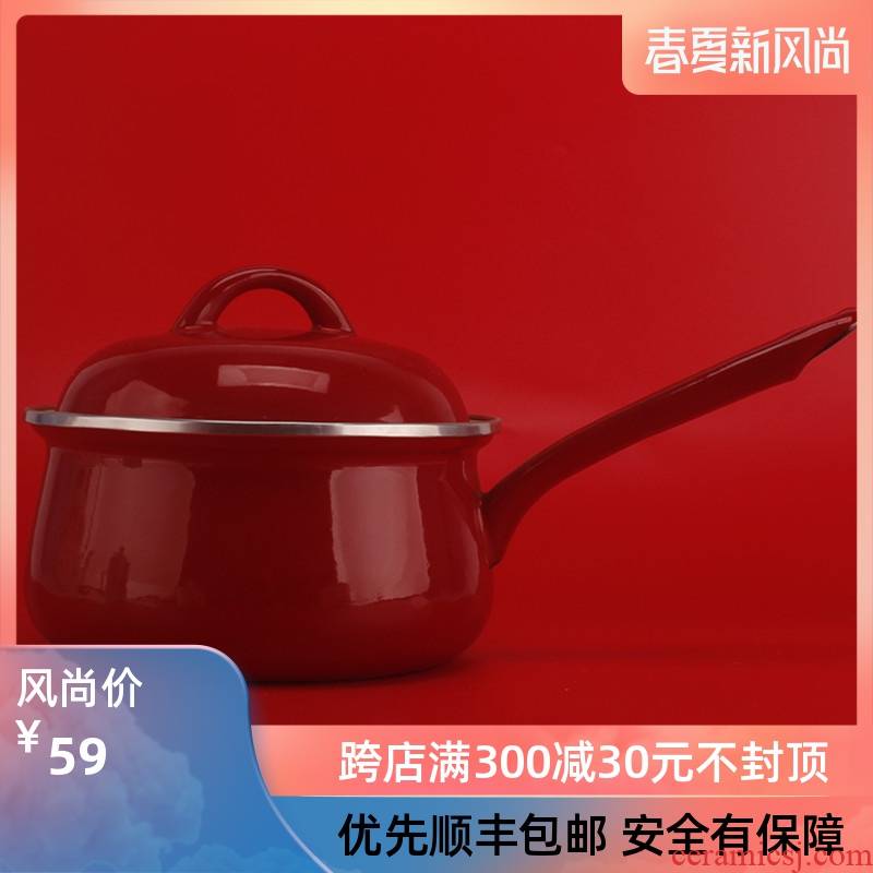 16 cm thick enamel baby cover single handle milk pot soup pot consisting pot cooking pot induction cooker flame general