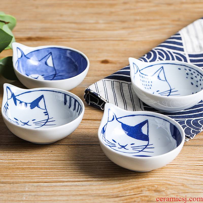 The fawn field'm ceramic tableware imported from Japan Japanese express cat rainbow such as bowl under The glaze color suits for your job dip bowl