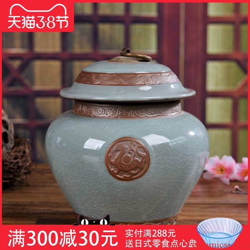 Jingdezhen calving violet arenaceous sealed container storage caddy fixings medicine Chinese traditional medicine to receive tank tea accessories loose tea boxes