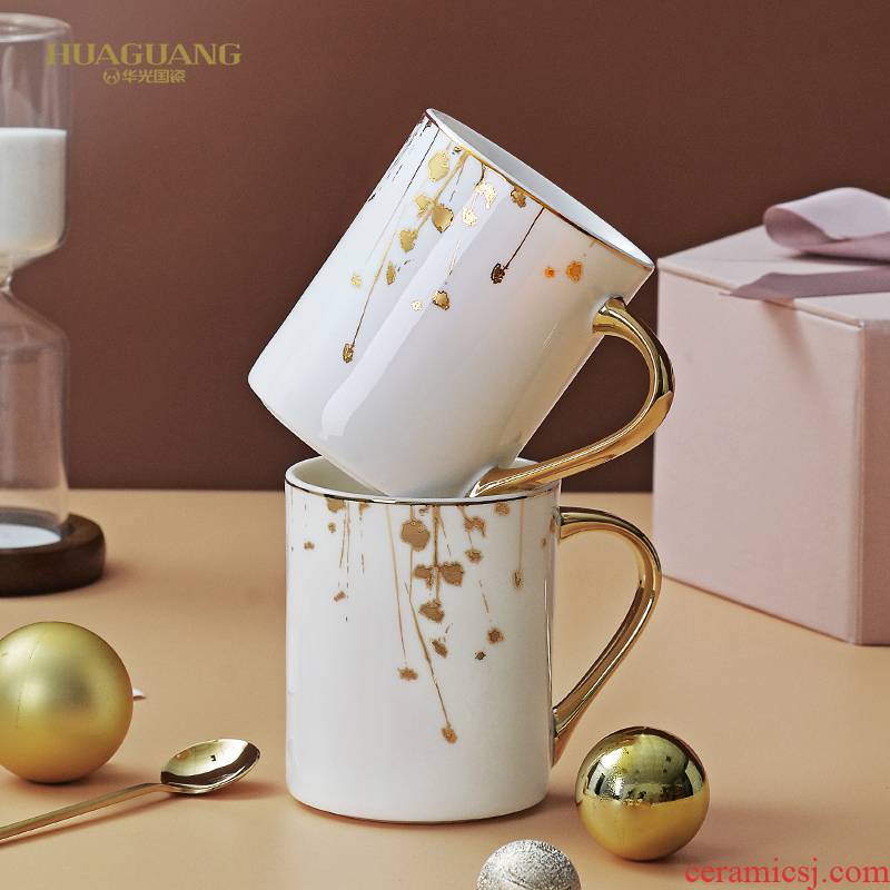 The porcelain of hua new European ceramic cup starlight high - capacity mark cup of fruit juice milk fine ipads China cups