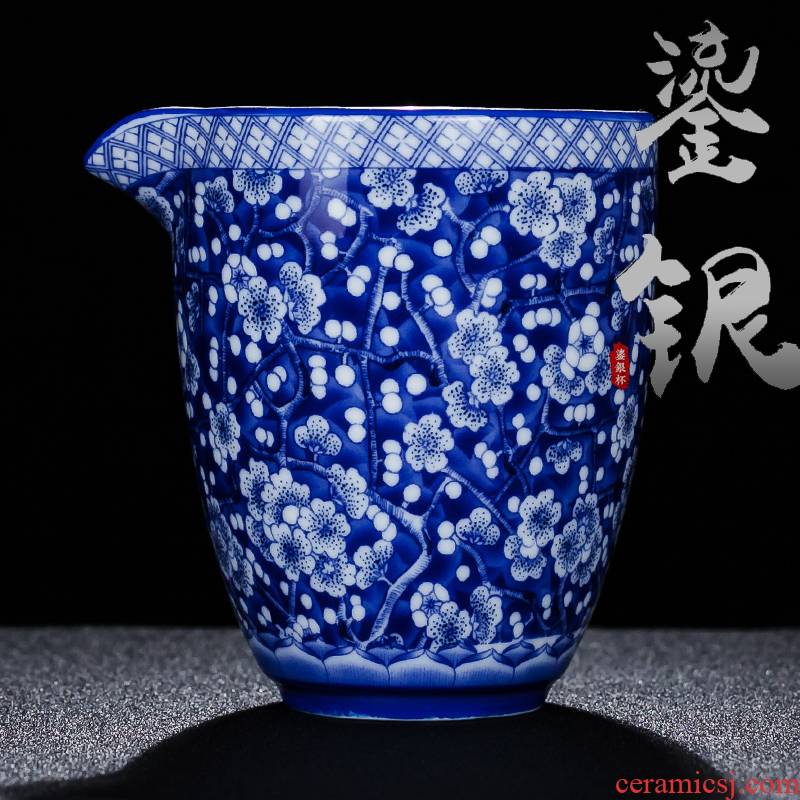 NiuRen blue and white porcelain tea set points ceramic cups coppering. As fair silver cup large - capacity single male cup silver sea creative tea