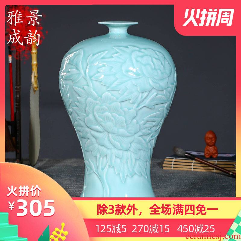 Jingdezhen ceramics flower vase creative flower implement the sitting room of Chinese style household soft adornment furnishing articles northern Europe