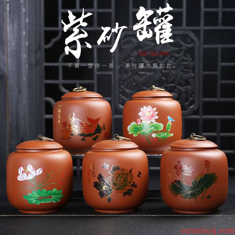 Dehua red violet arenaceous caddy fixings in large half jins storage pu - erh tea as cans ceramic seal bulk tea urn