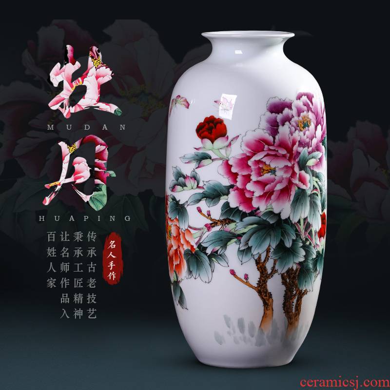 Master hand - made famille rose blooming flowers, vases, new Chinese style living room TV ark adornment of jingdezhen ceramics furnishing articles