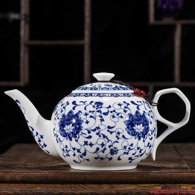 Large teapot tea set suit blue and white porcelain single capacity w household big pot jingdezhen ceramic tea tray