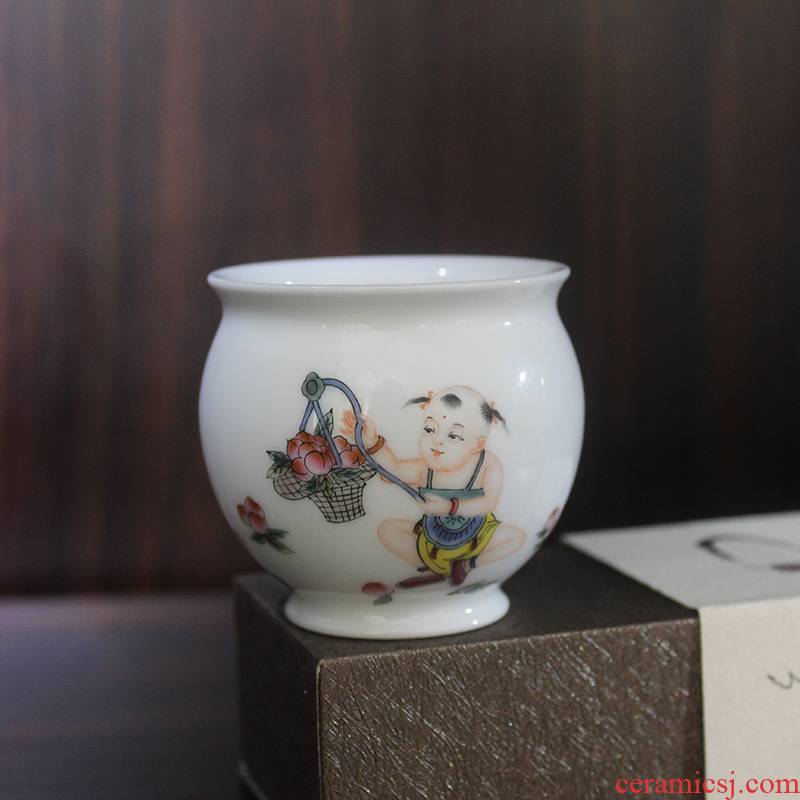 And auspicious all hand pastel lad jing DE master cup jingdezhen hand - made ceramic tea cup tea set private cup