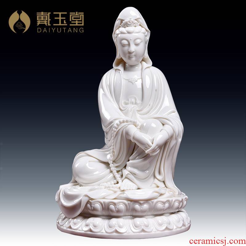 Yutang dai dehua white porcelain ceramic art of figure of Buddha master Lin Jiansheng works GuLian guanyin/D03-127