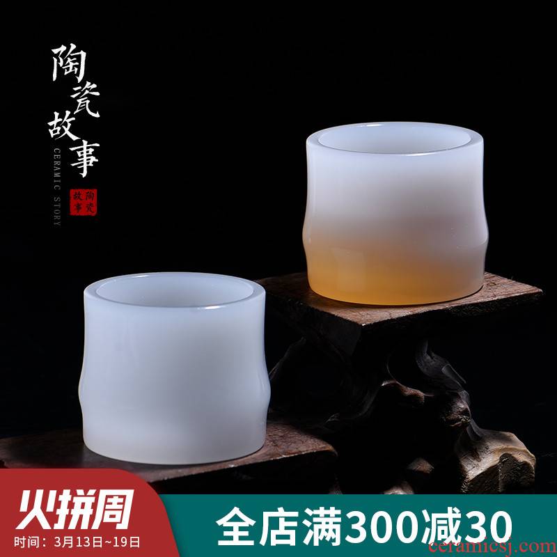 The Sample tea cup white porcelain ceramic story jade porcelain cup bamboo cup single cup small masters cup coloured glaze kung fu tea cups