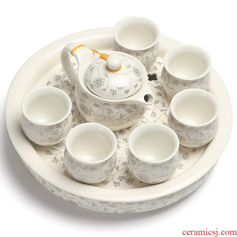 Really hold large heat insulation prevent hot double teapot teacup ceramic tea set a complete set of kung fu tea tray