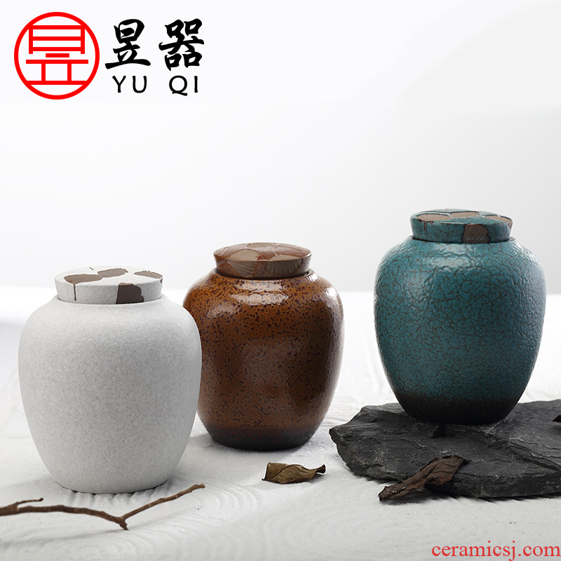 Yu ceramic coarse pottery tea pot seal large storage loose tea a kilo of black tea tea tea cylinder accessories