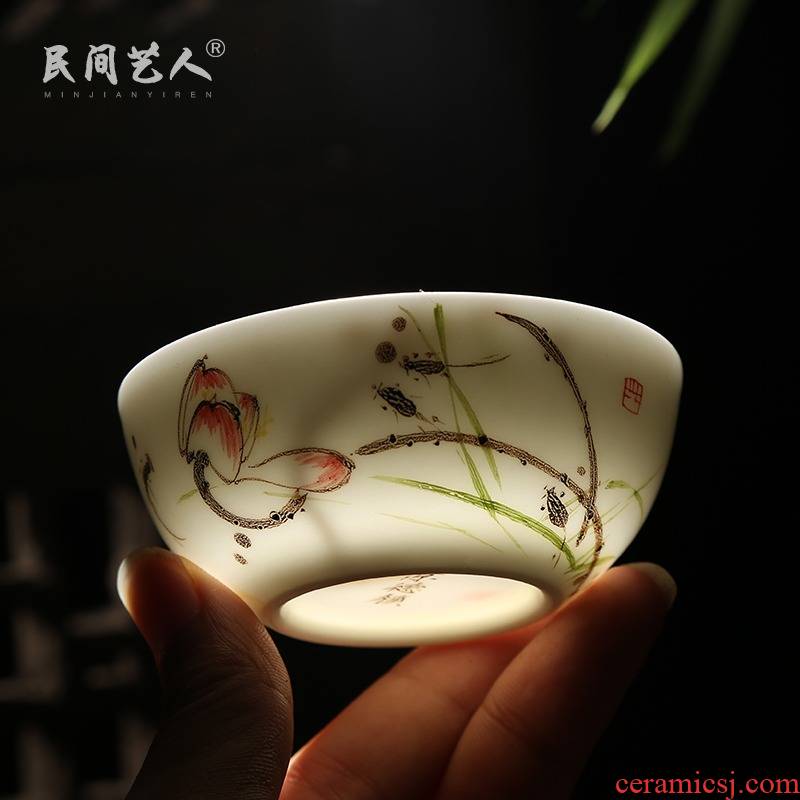 Jingdezhen porcelain sample tea cup hand - made ceramic kung fu tea cups single CPU use master cup personal cup