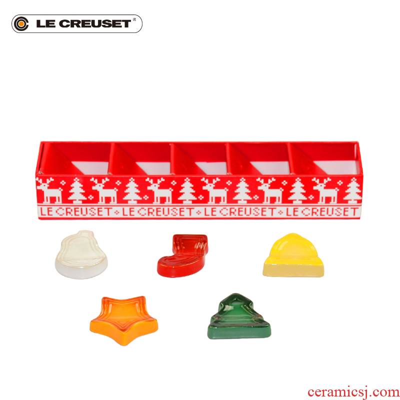 France 's LE CREUSET cool color stoneware Christmas rainbow series chopsticks holder pad Christmas 5 piece parts
