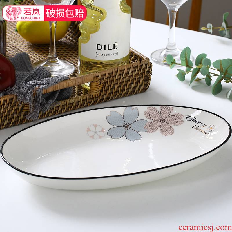 Domestic large fish dishes contracted creative rectangle steamed fish dish more European ceramic plates can be microwave