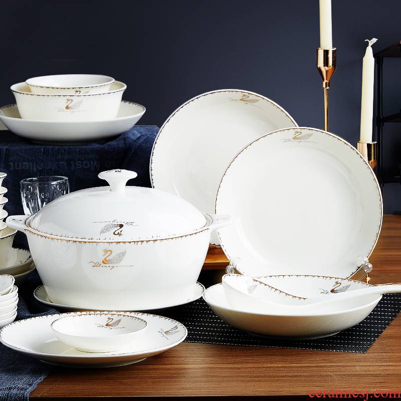 The Group - buying jingdezhen Chinese dishes suit household ceramics eat bowl dish ipads porcelain tableware suit trunk box