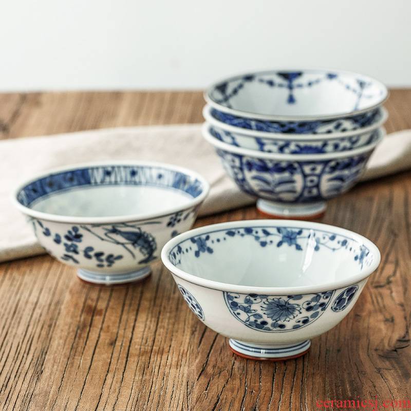 Blue winds don Japanese household ceramic bowl bowl of rice bowls bowl rainbow such use Japan imported tableware tall bowl to eat bread and butter