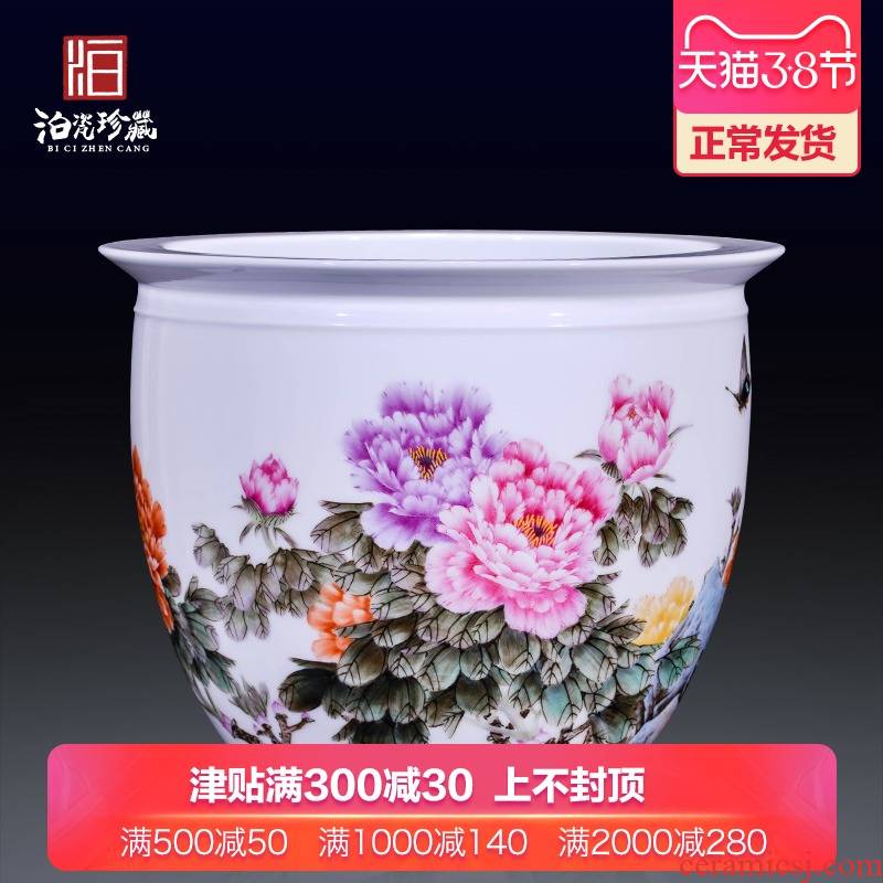 Jingdezhen ceramics hand - made powder enamel new Chinese style household to decorate the sitting room of large cylinder collection cornucopia