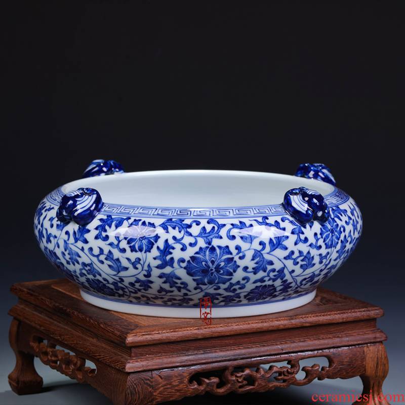 Jingdezhen ceramics furnishing articles sitting room decorate gifts antique hand - made of blue and white porcelain vase XiCha writing brush washer water washing